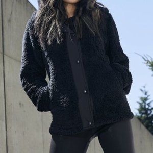 Steve Madden | Black Teddy Snap-Up Fleece Jacket - Women